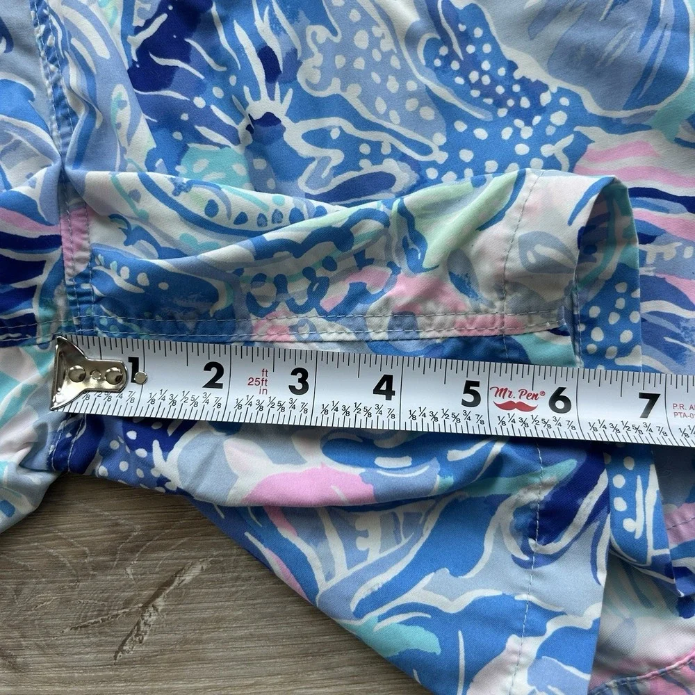 Lilly Pulitzer Small Capri Trunk Ocean‎ View Saltwater View Blue Shade Stretch